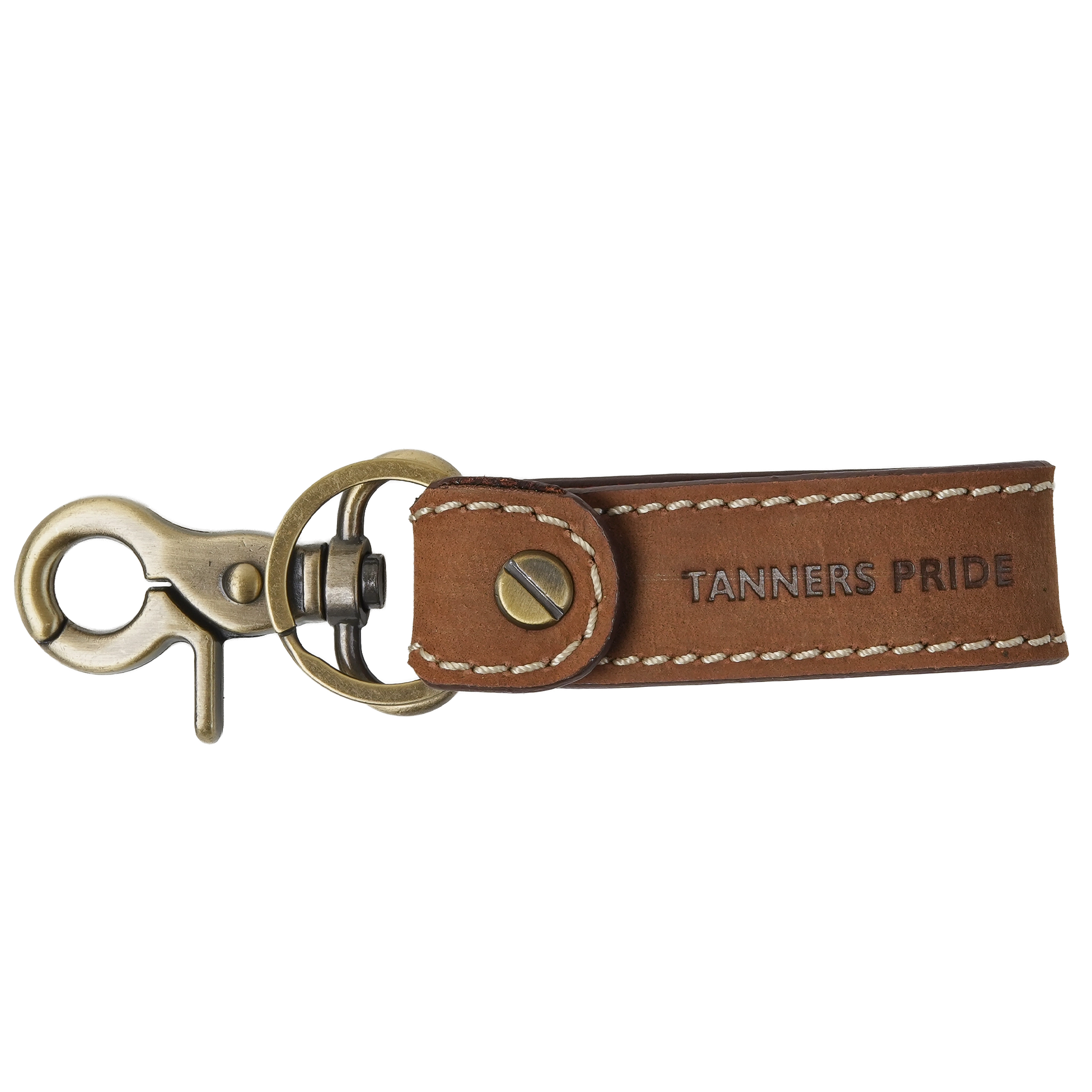 Outback Leather Keychain with Antique Brass Hardware | Handmade Genuine Leather Key Holder