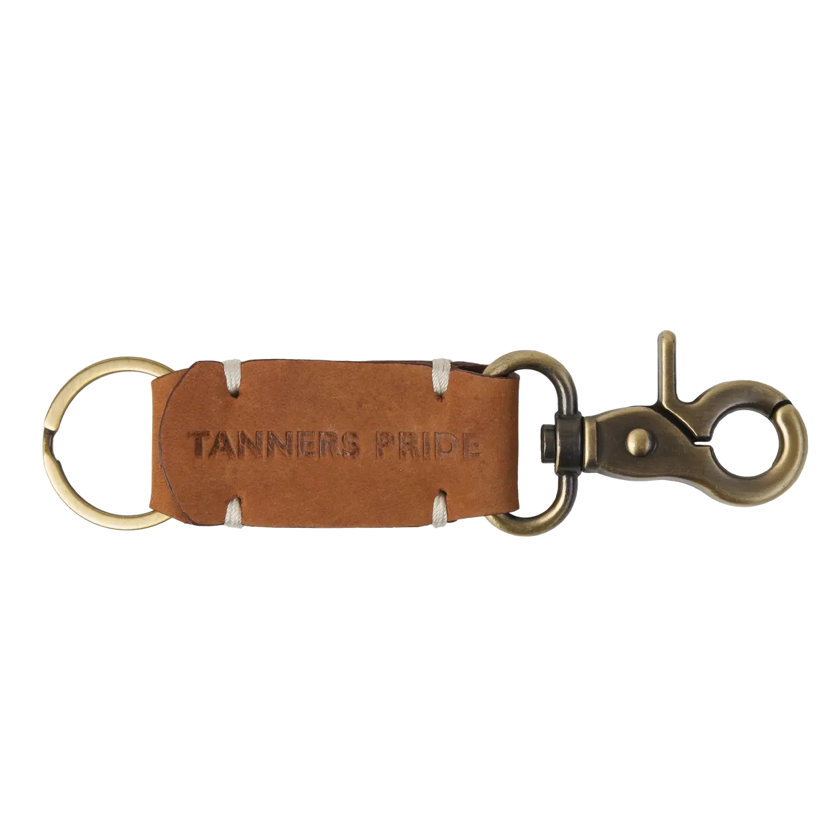 Rebel Leather Keychain with Antique Brass Hardware | Handmade Genuine Leather Key Holder — Handcrafted Leather Motorcycle Accessory by Tanners Pride