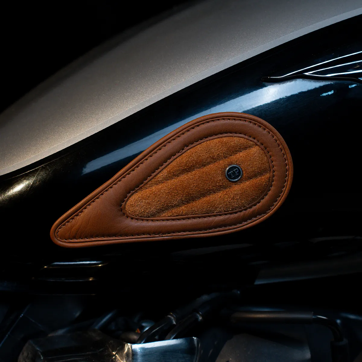 Suede Leather Tank Pad —  Meteor 650 — Handcrafted Leather Motorcycle Accessory by Tanners Pride