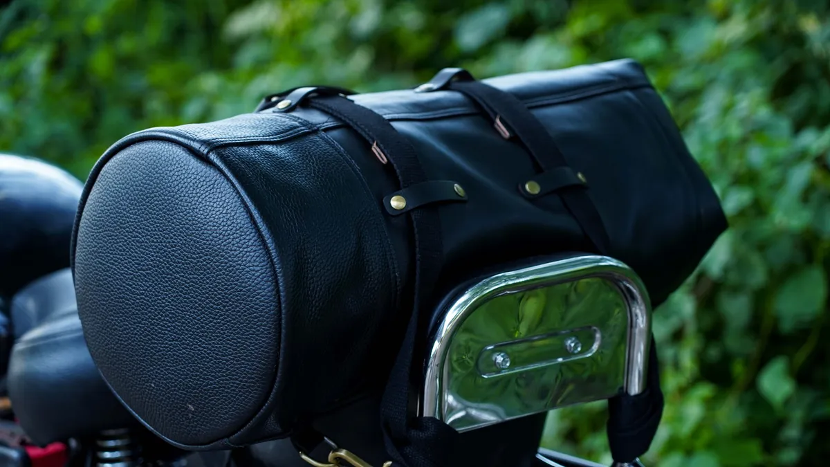 Midnight Black Adventure Full Grain Leather Duffel Bag for Travel & Motorcycle - leather travel bag