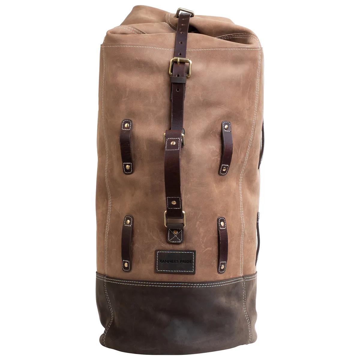 Tobacco Brown Adventure Full Grain Leather Duffel Bag for Travel & Motorcycle - leather travel bag