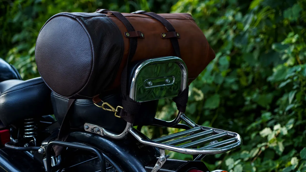 Tobacco Brown Adventure Full Grain Leather Duffel Bag for Travel & Motorcycle - leather travel bag