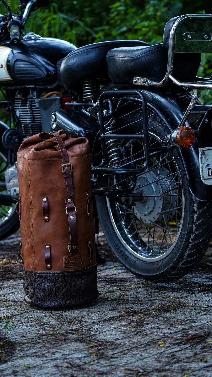 Tobacco Brown Adventure Full Grain Leather Duffel Bag for Travel & Motorcycle - leather travel bag