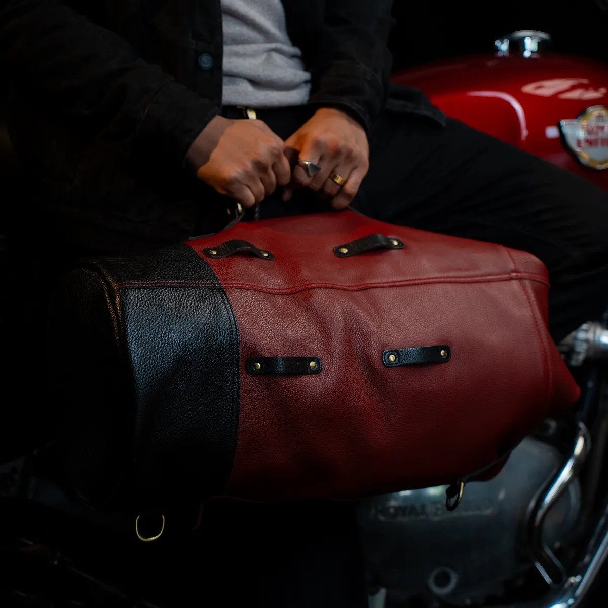 Adventure Full Grain Leather Duffel Bag for Travel & Motorcycle — Handcrafted Leather Motorcycle Accessory by Tanners Pride