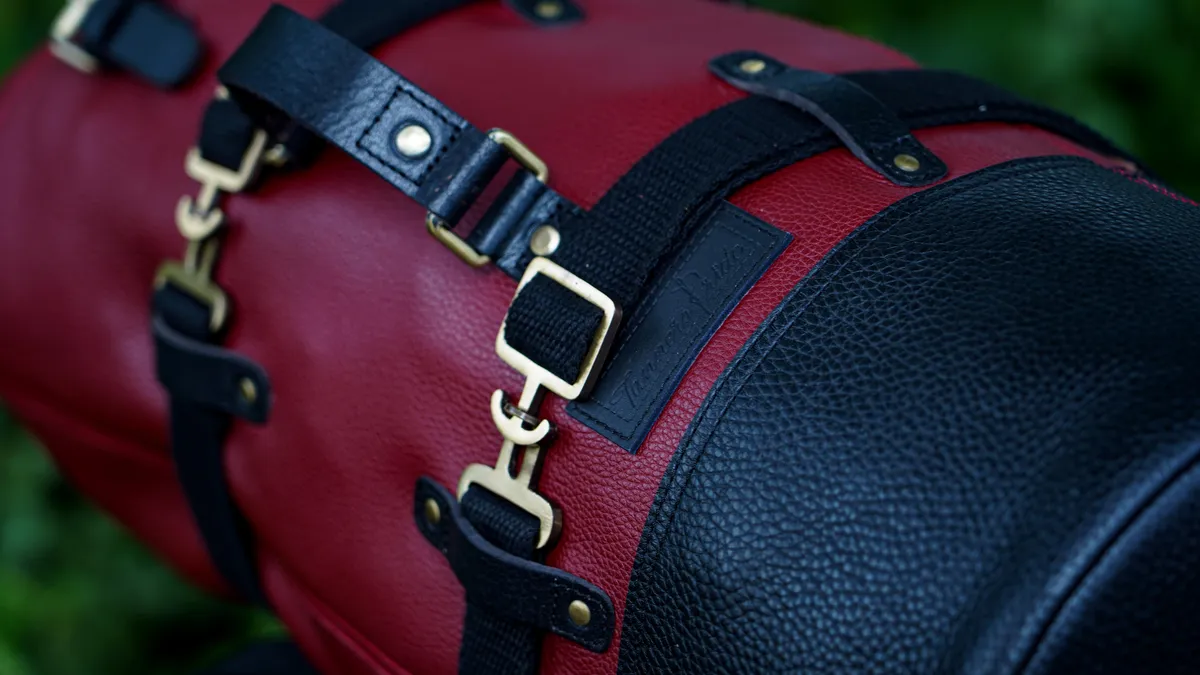 Vintage Red Adventure Full Grain Leather Duffel Bag for Travel & Motorcycle - leather travel bag
