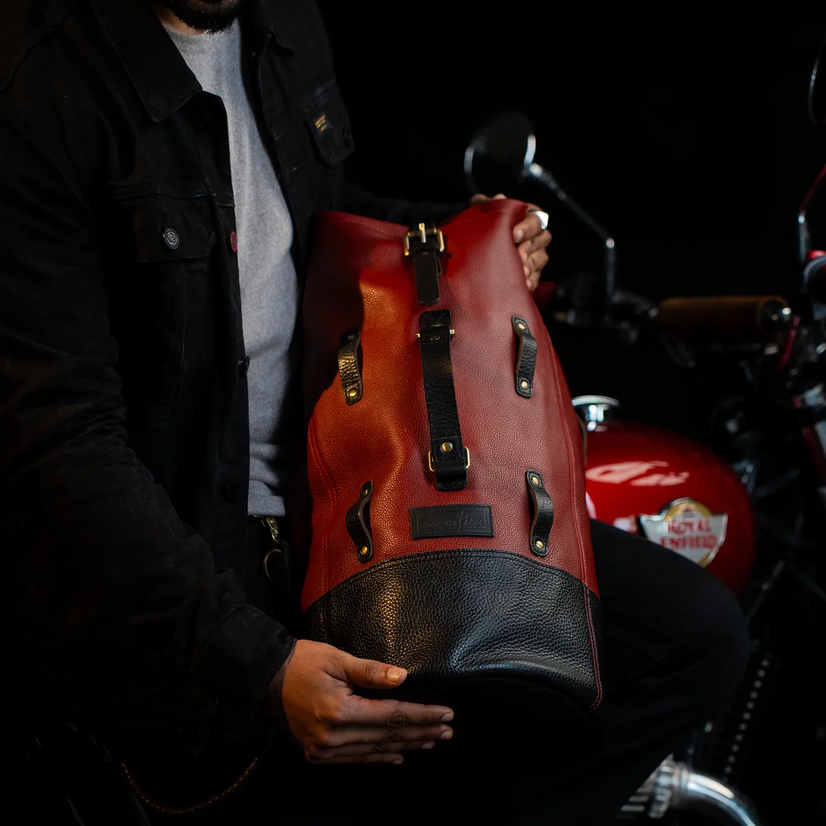 Vintage Red Adventure Full Grain Leather Duffel Bag for Travel & Motorcycle - leather travel bag