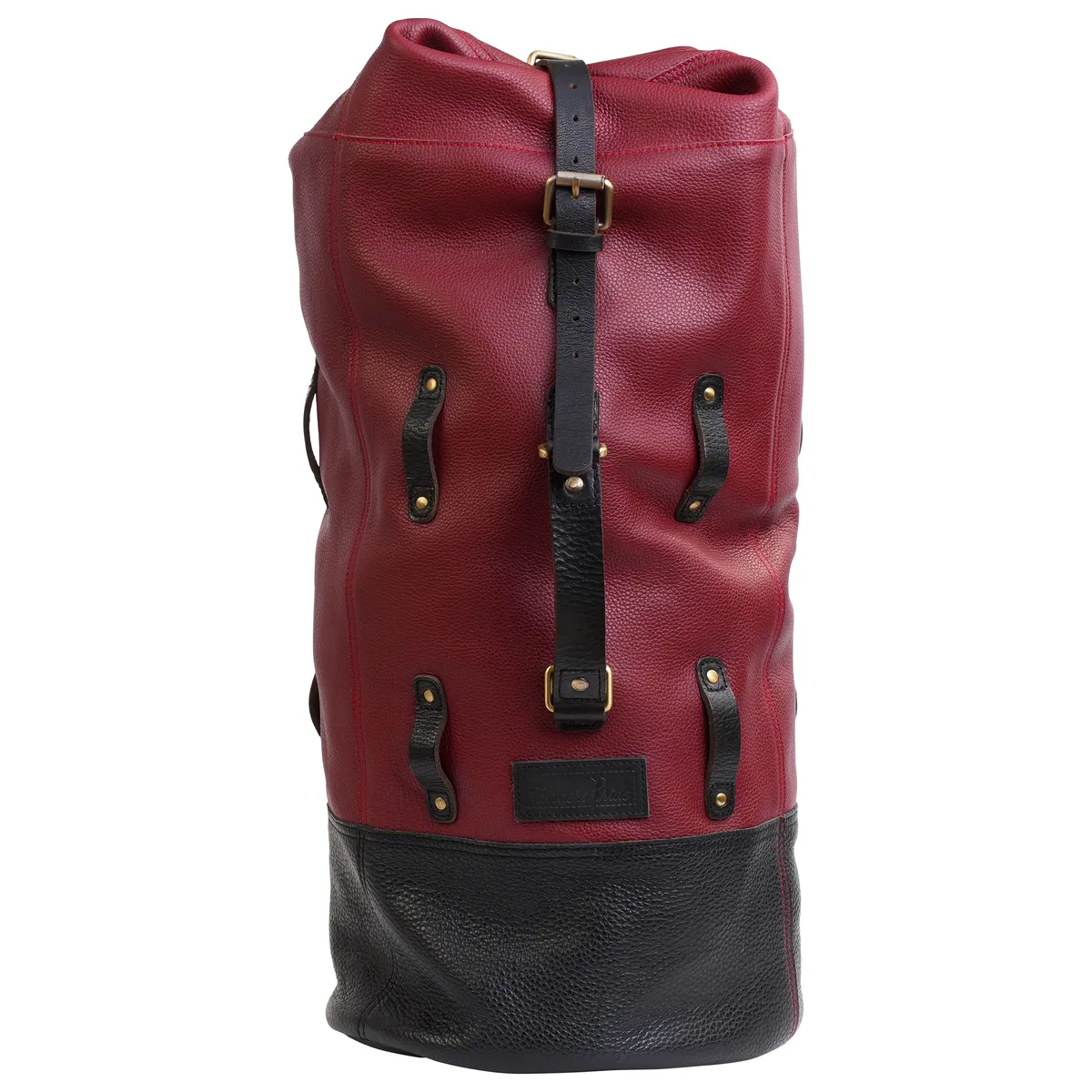 Vintage Red Adventure Full Grain Leather Duffel Bag for Travel & Motorcycle - leather travel bag