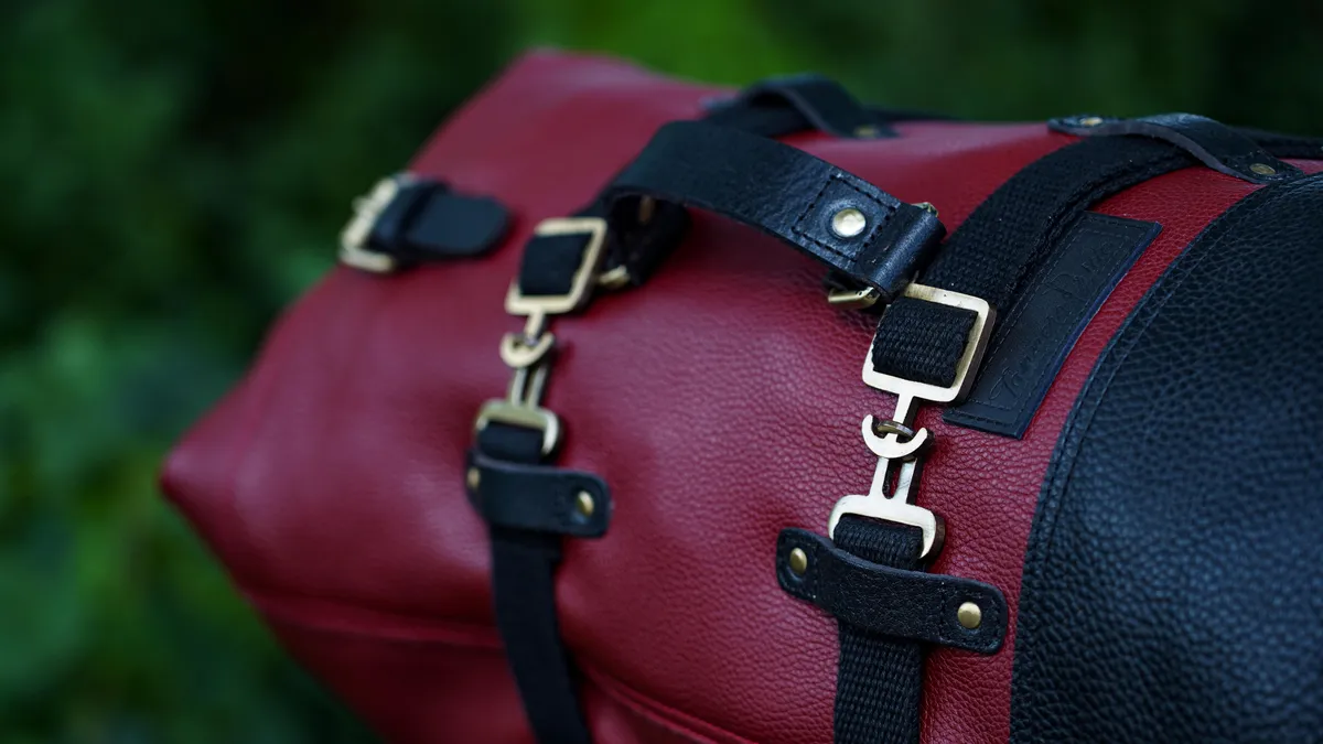 Vintage Red Adventure Full Grain Leather Duffel Bag for Travel & Motorcycle - leather travel bag
