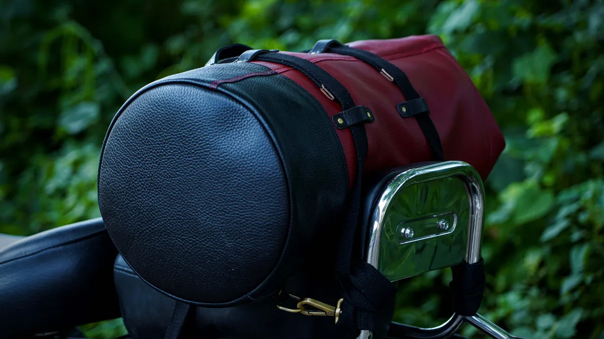 Vintage Red Adventure Full Grain Leather Duffel Bag for Travel & Motorcycle - leather travel bag