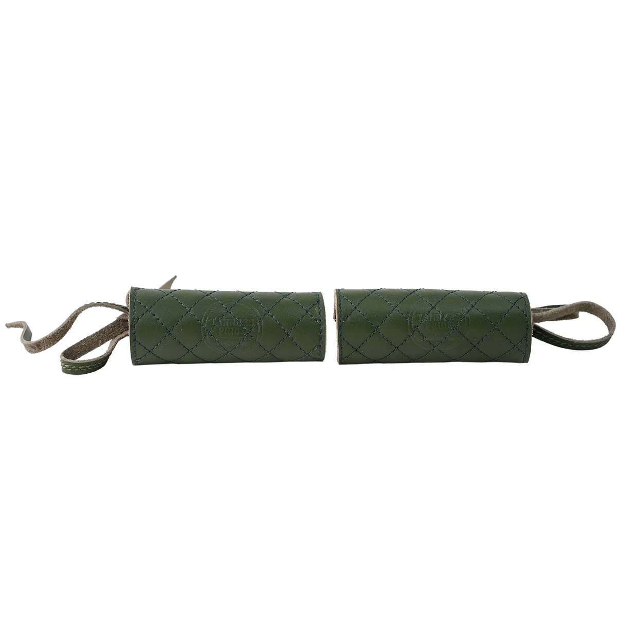 Forest Green Diamond Grip leather motorcycle handle grip covers