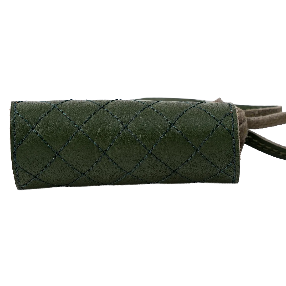 Forest Green Diamond Grip leather motorcycle handle grip covers