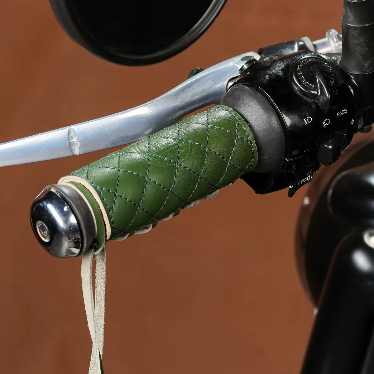 Diamond Grip Covers — Handcrafted Leather Motorcycle Accessory by Tanners Pride