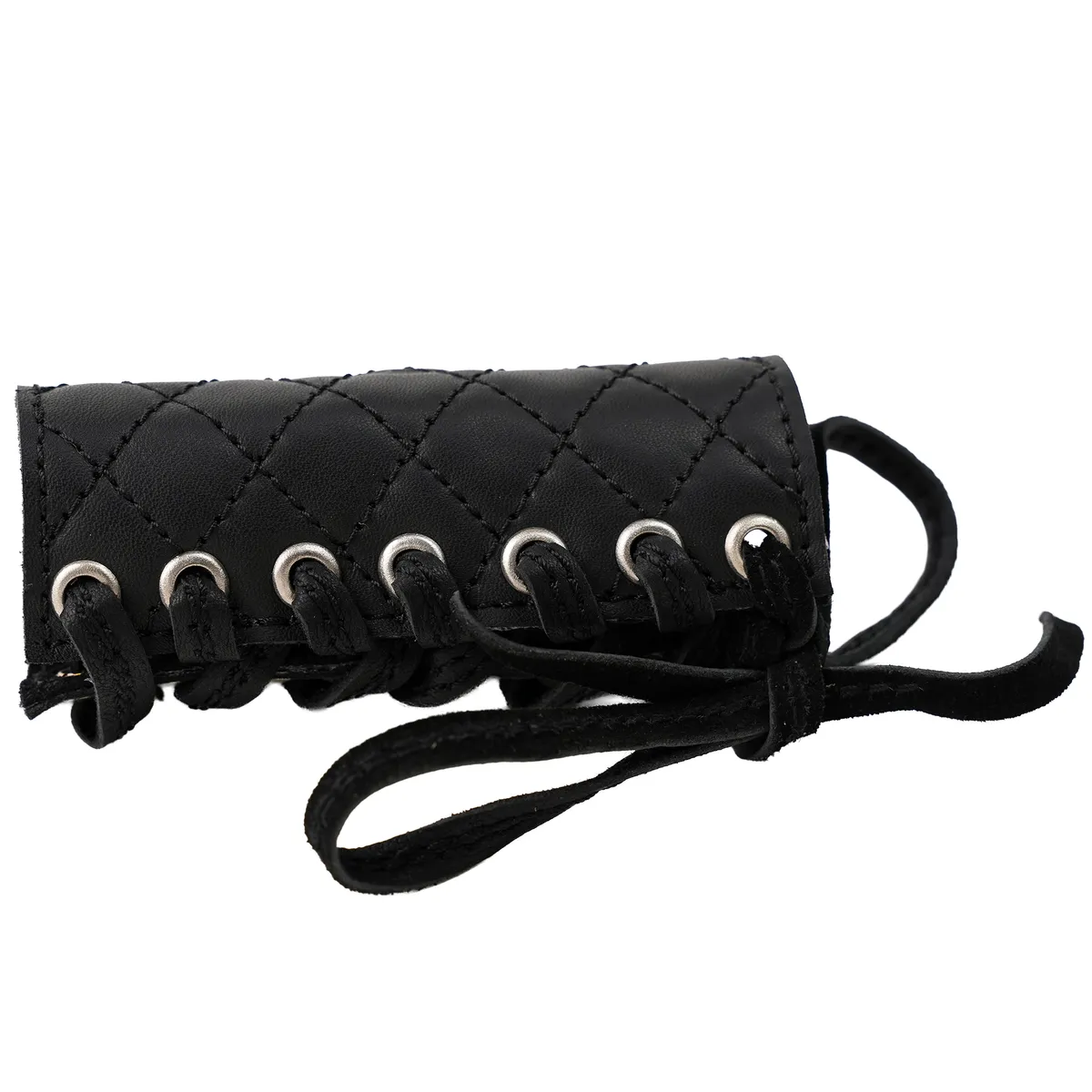 Midnight Black Diamond Grip leather motorcycle handle grip covers