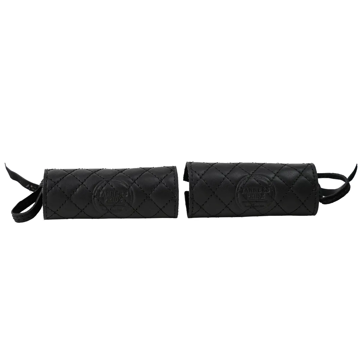 Midnight Black Diamond Grip leather motorcycle handle grip covers