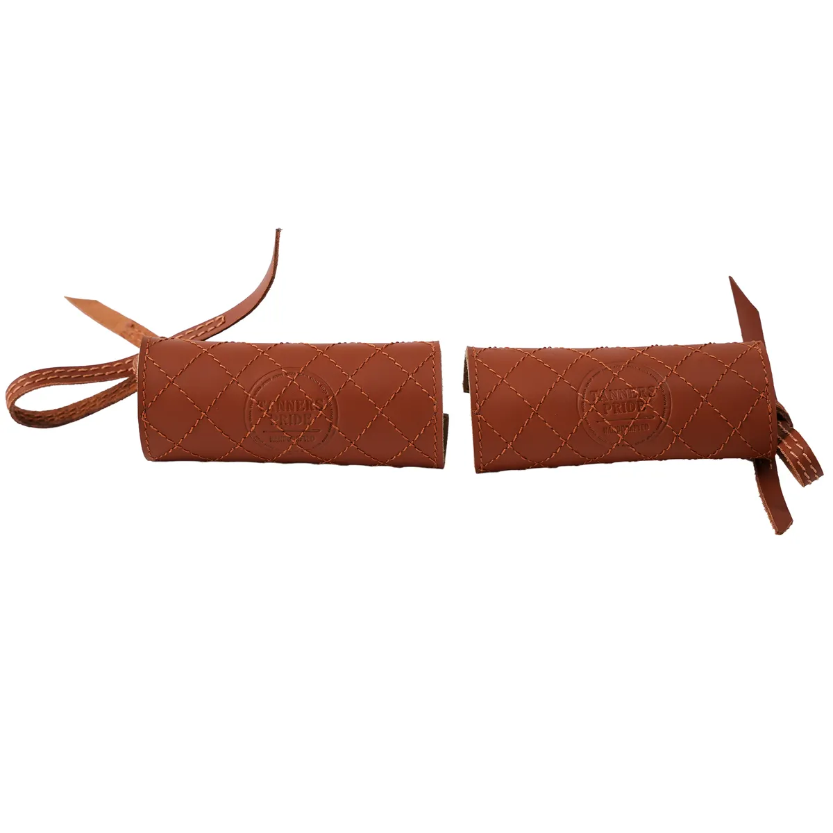 Natural Tan Diamond Grip leather motorcycle handle grip covers