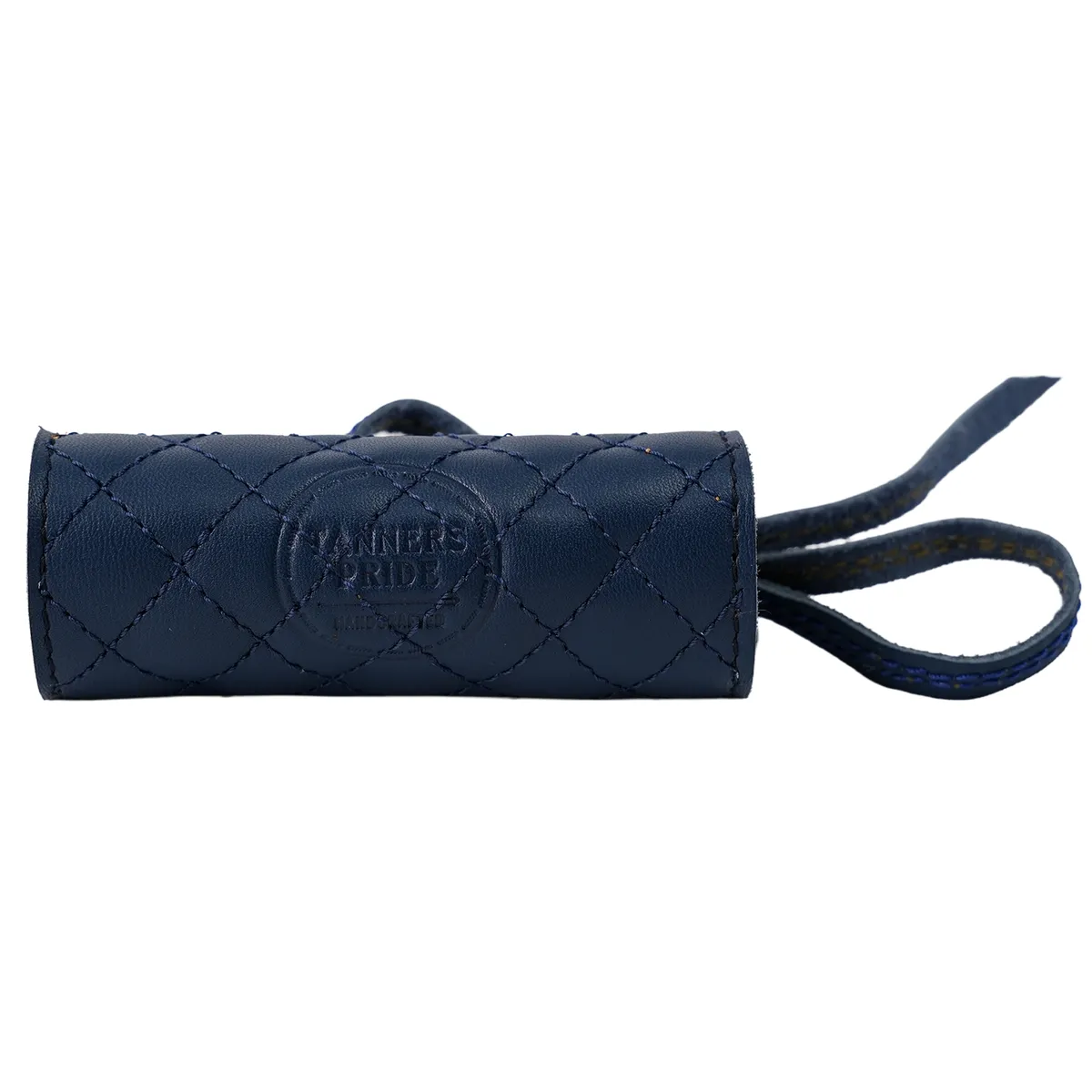 Navy Blue Diamond Grip leather motorcycle handle grip covers