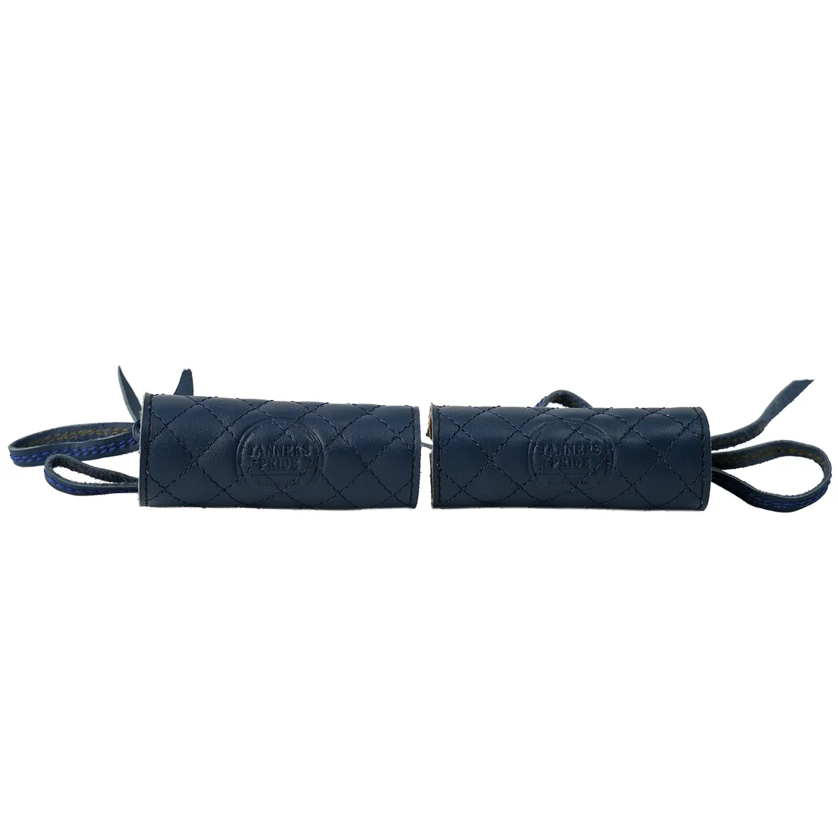 Navy Blue Diamond Grip leather motorcycle handle grip covers
