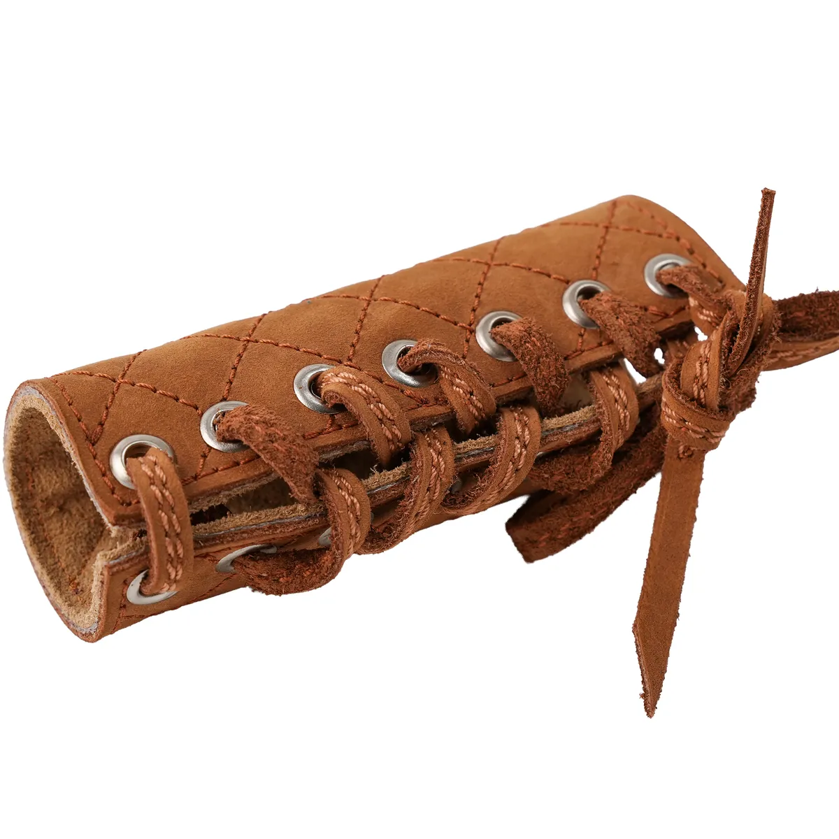 Tobacco Brown Diamond Grip leather motorcycle handle grip covers