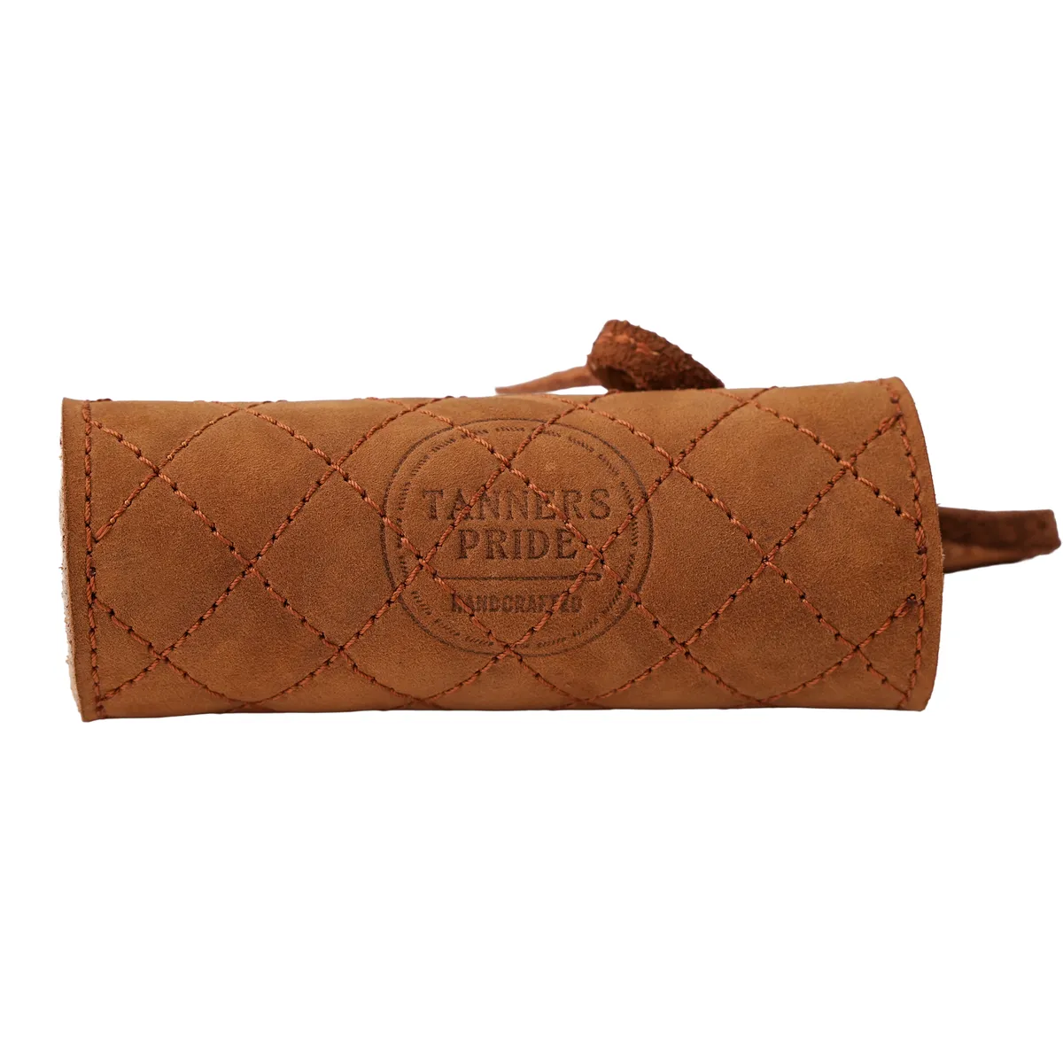 Tobacco Brown Diamond Grip leather motorcycle handle grip covers