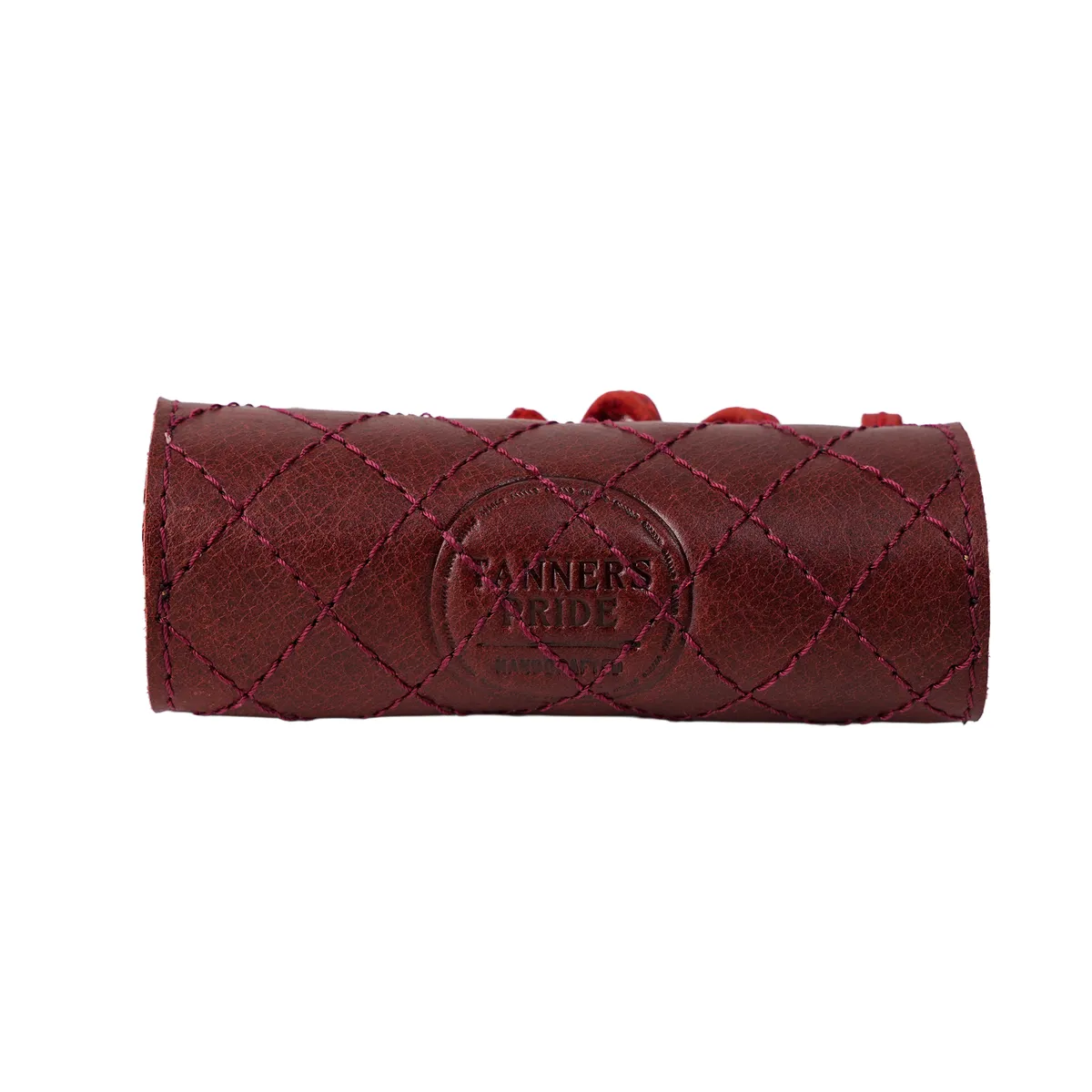 Vintage Red Diamond Grip leather motorcycle handle grip covers