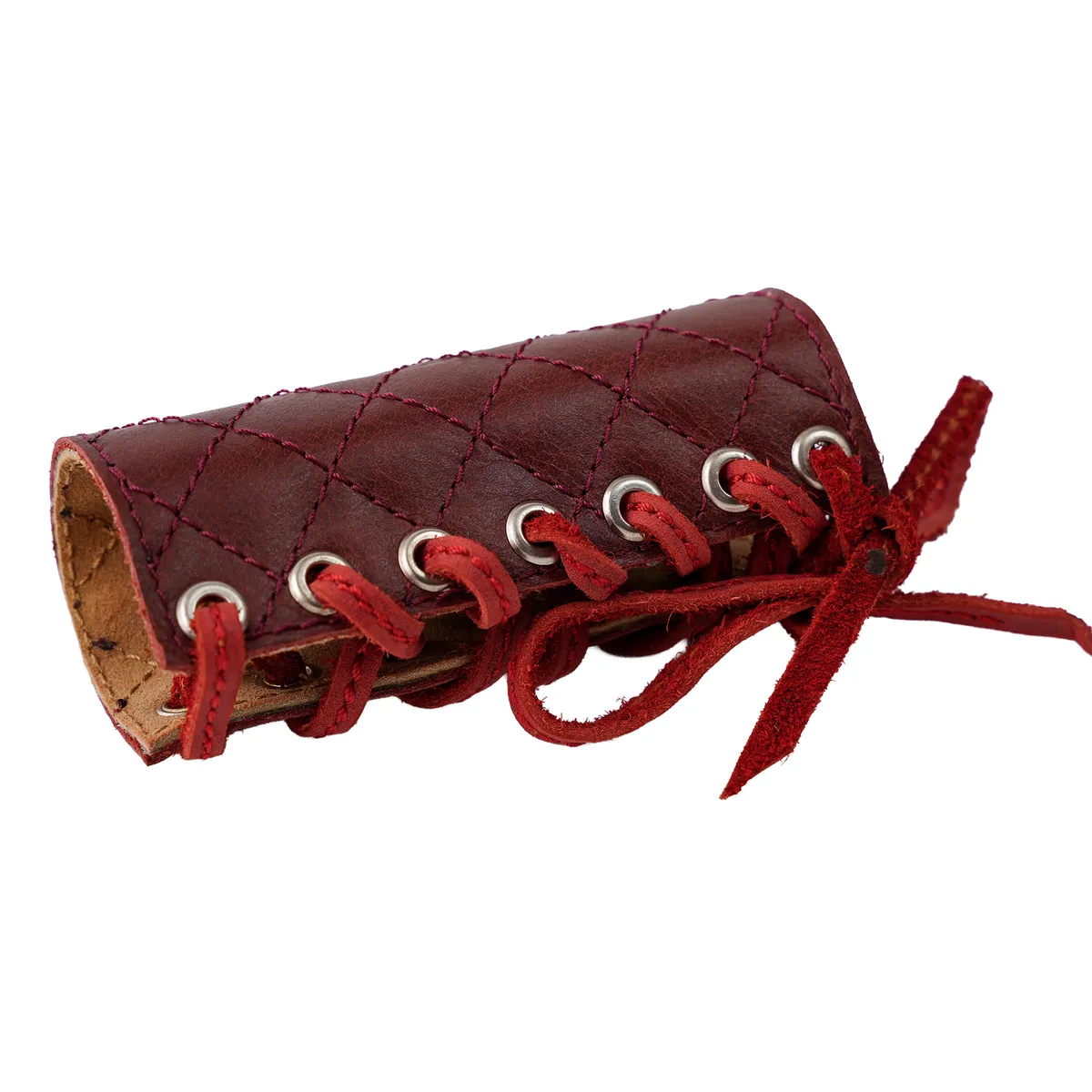 Vintage Red Diamond Grip leather motorcycle handle grip covers