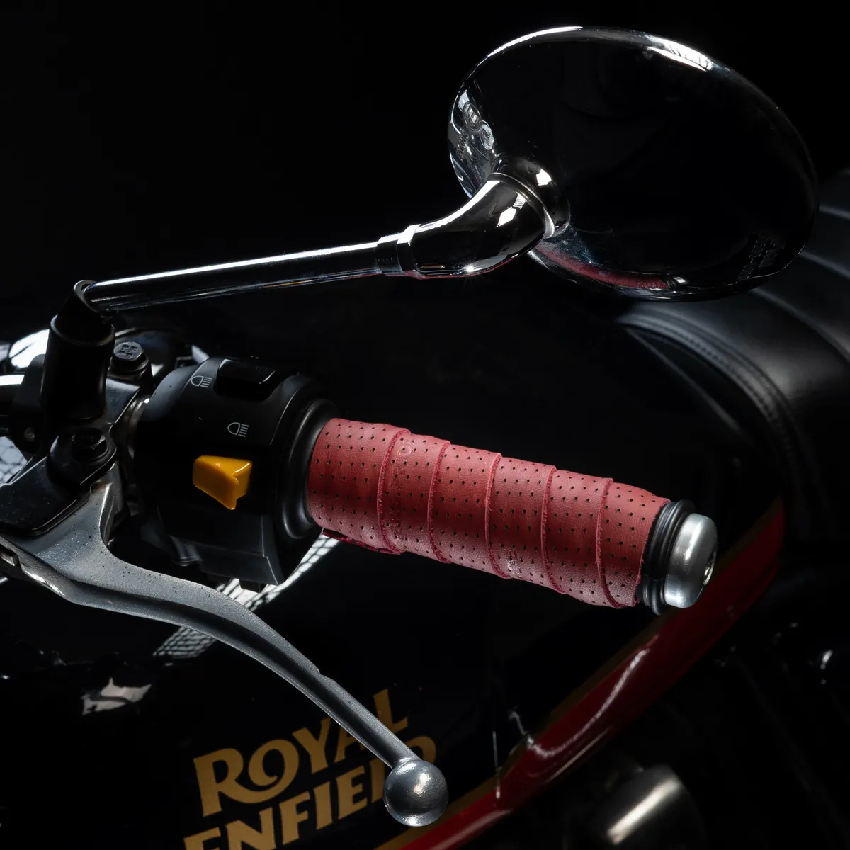 Perforated Handle Grips on motorcycle
