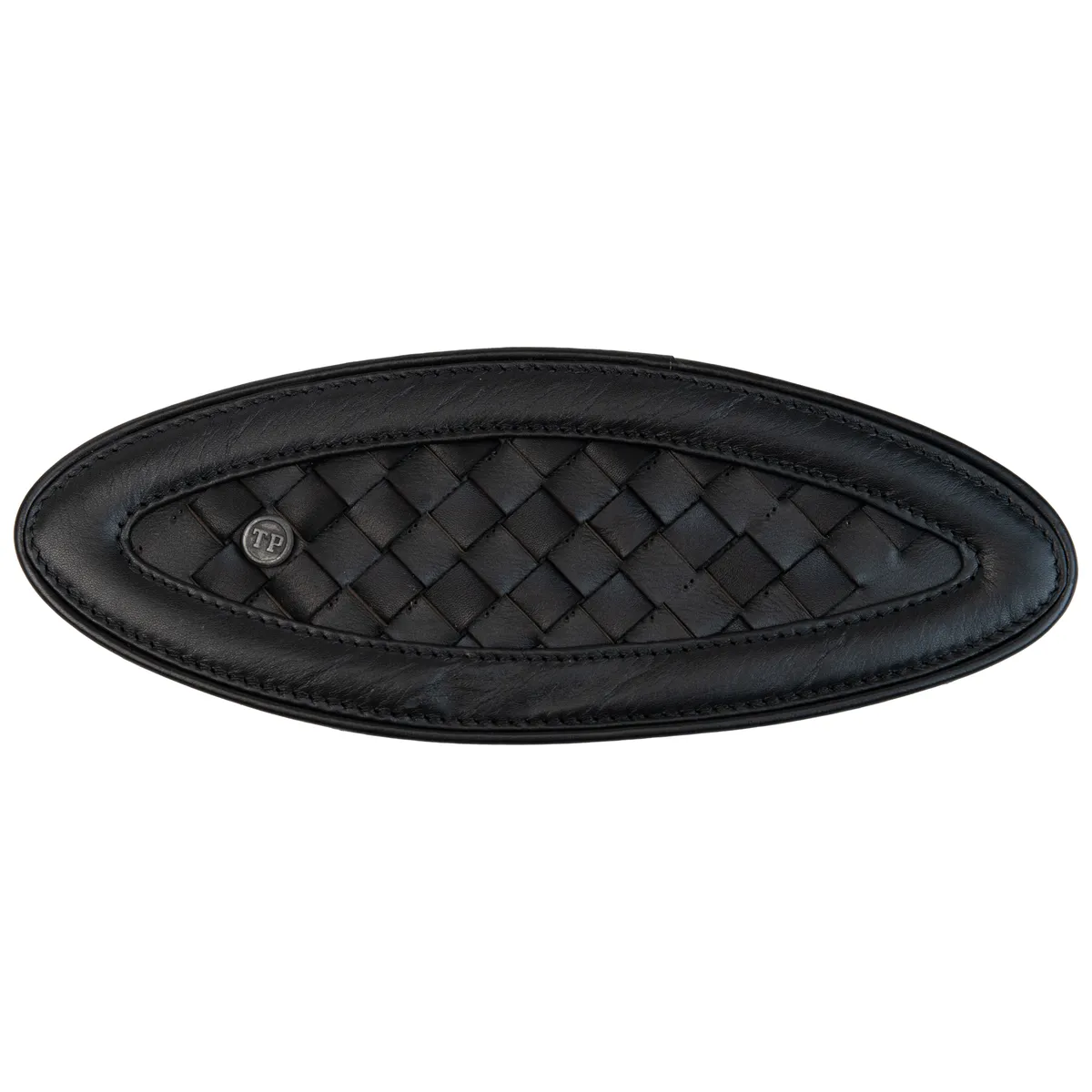 Midnight Black Handweaved leather motorcycle tank pad for Royal Enfield Hunter 350