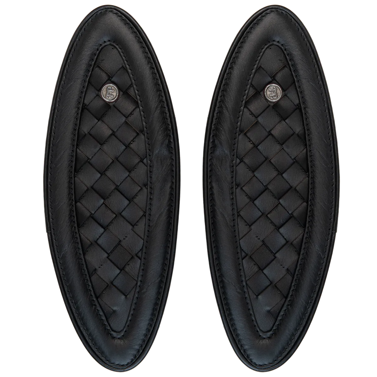 Midnight Black Handweaved leather motorcycle tank pad for Royal Enfield Hunter 350