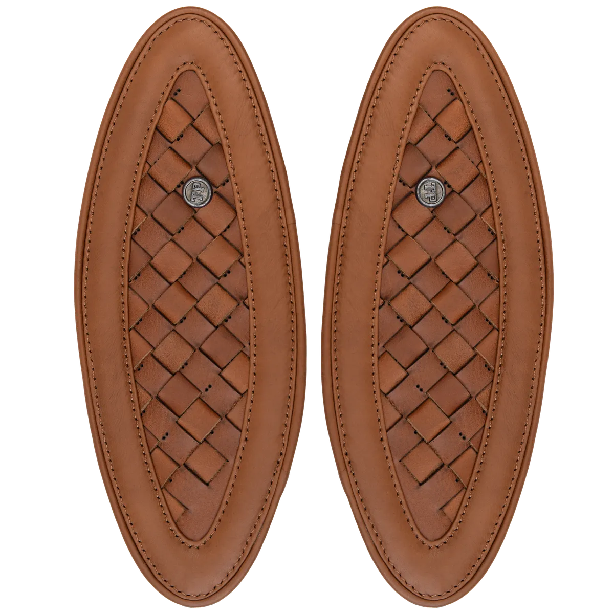 Natural Tan Handweaved leather motorcycle tank pad for Royal Enfield Hunter 350