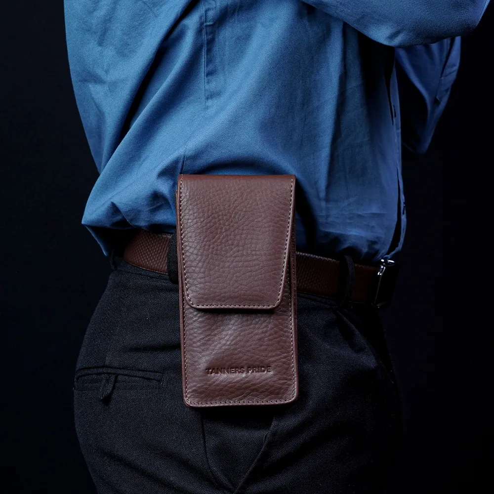 Phone Case Belted — Handcrafted Leather Motorcycle Accessory by Tanners Pride