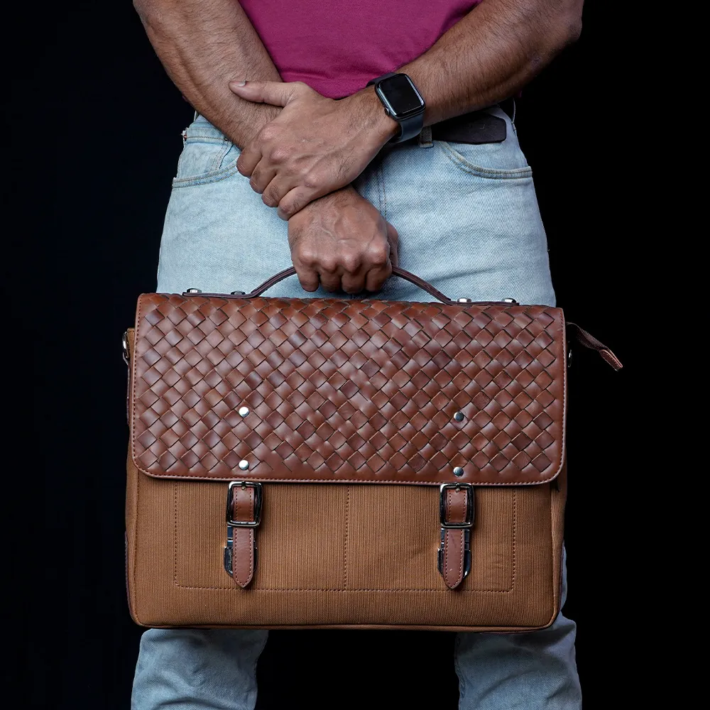 Protector Genuine Leather Laptop Bag for Men | Office Briefcase — Handcrafted Leather Motorcycle Accessory by Tanners Pride