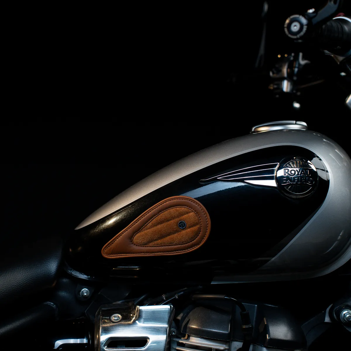 Swede Tankpads (Super Meteor 650) — Handcrafted Leather Motorcycle Accessory by Tanners Pride