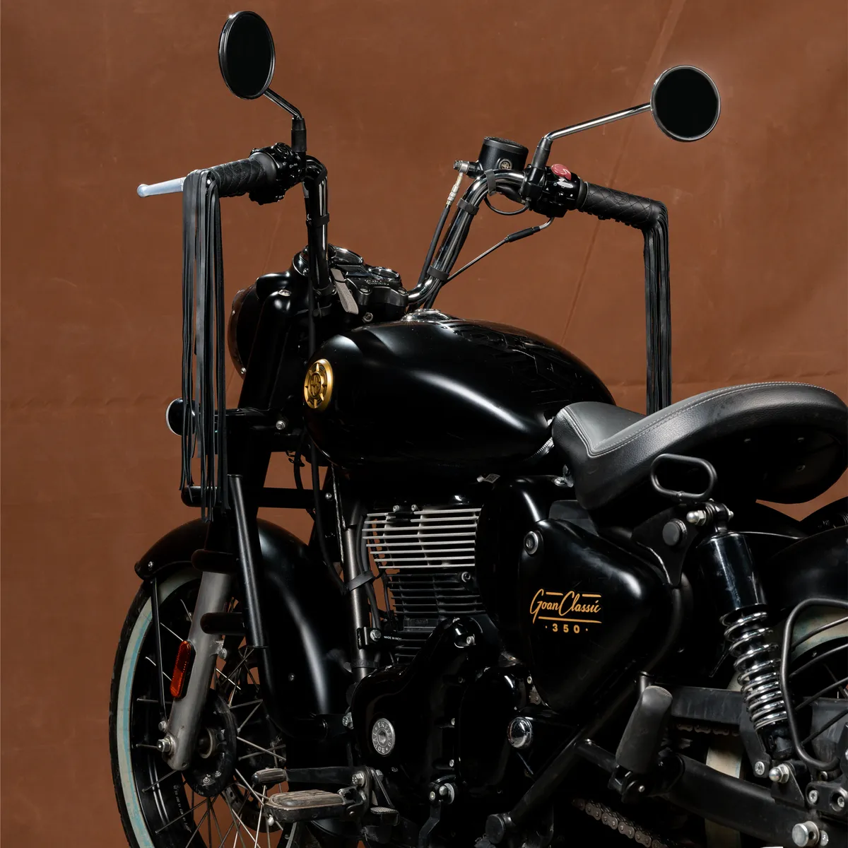 Tasselled Grip Covers (Long) on motorcycle