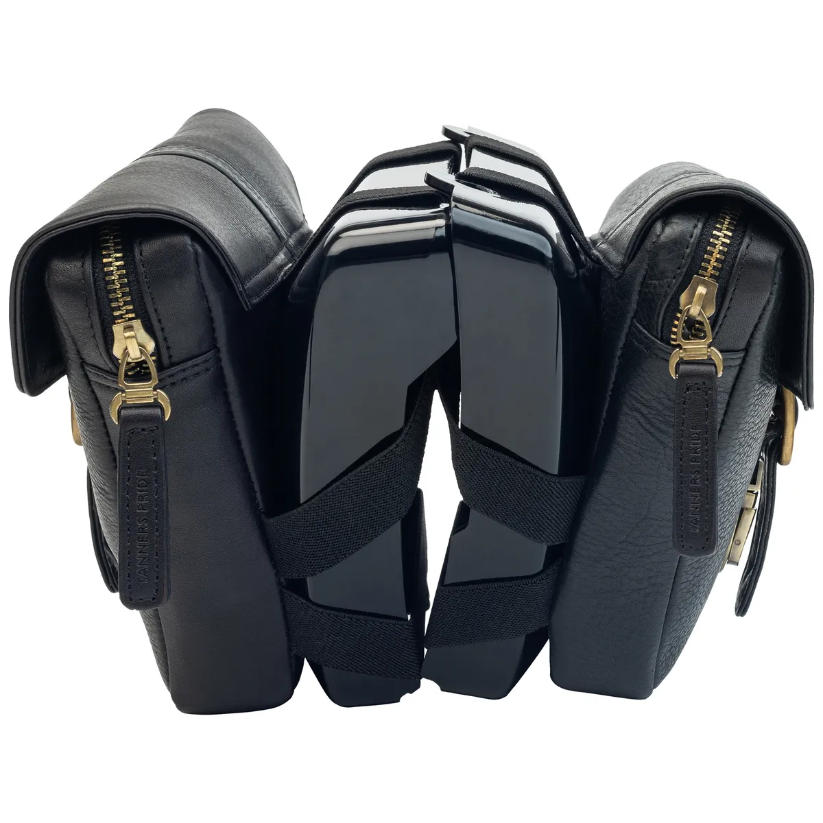 Midnight Black Side Panel Wing Bag - leather motorcycle luggage saddle bag