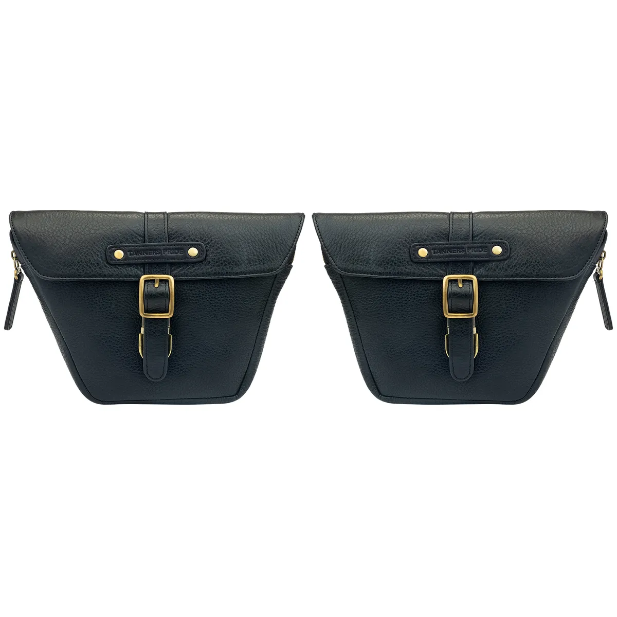 Midnight Black Side Panel Wing Bag - leather motorcycle luggage saddle bag