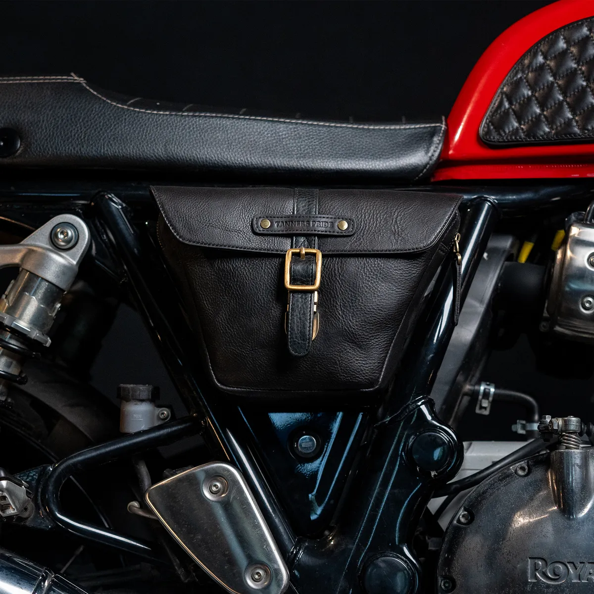 Midnight Black Side Panel Wing Bag - leather motorcycle luggage saddle bag