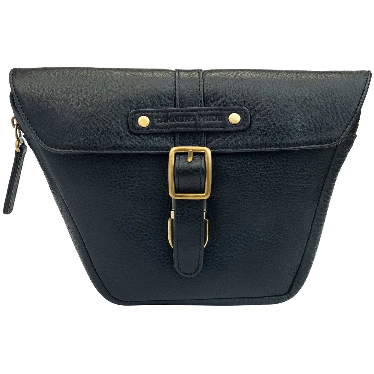 Midnight Black Side Panel Wing Bag - leather motorcycle luggage saddle bag