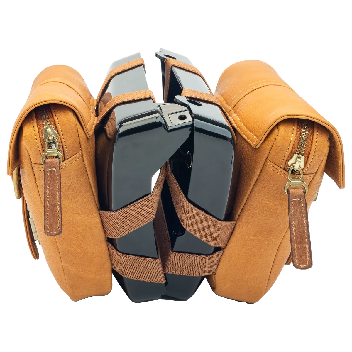 Natural Tan Side Panel Wing Bag - leather motorcycle luggage saddle bag