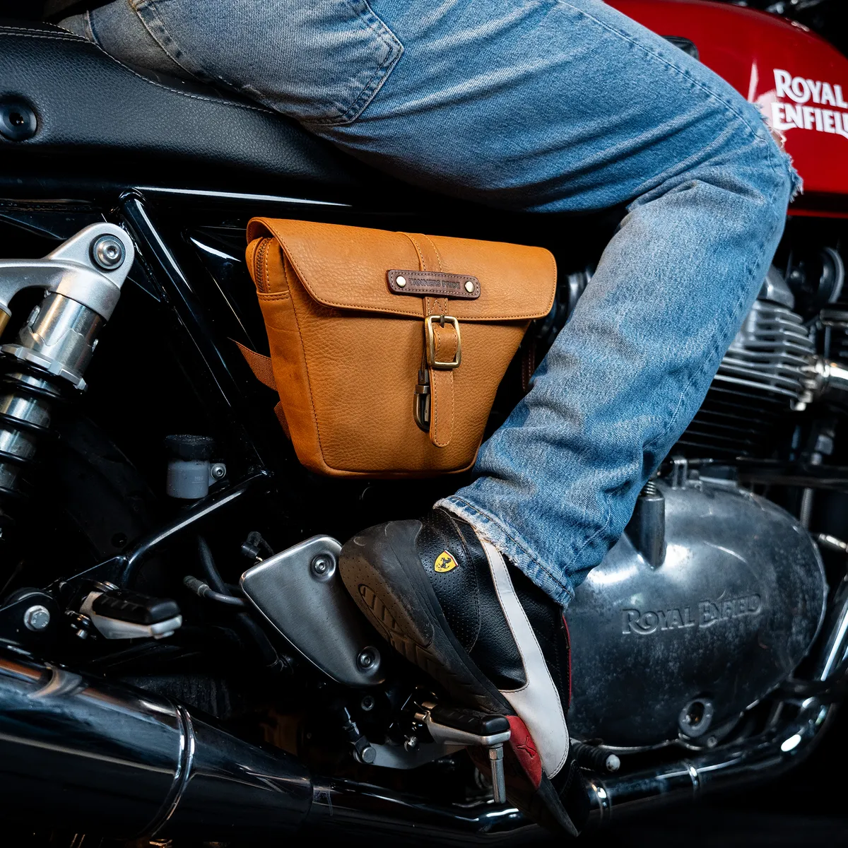 Natural Tan Side Panel Wing Bag - leather motorcycle luggage saddle bag