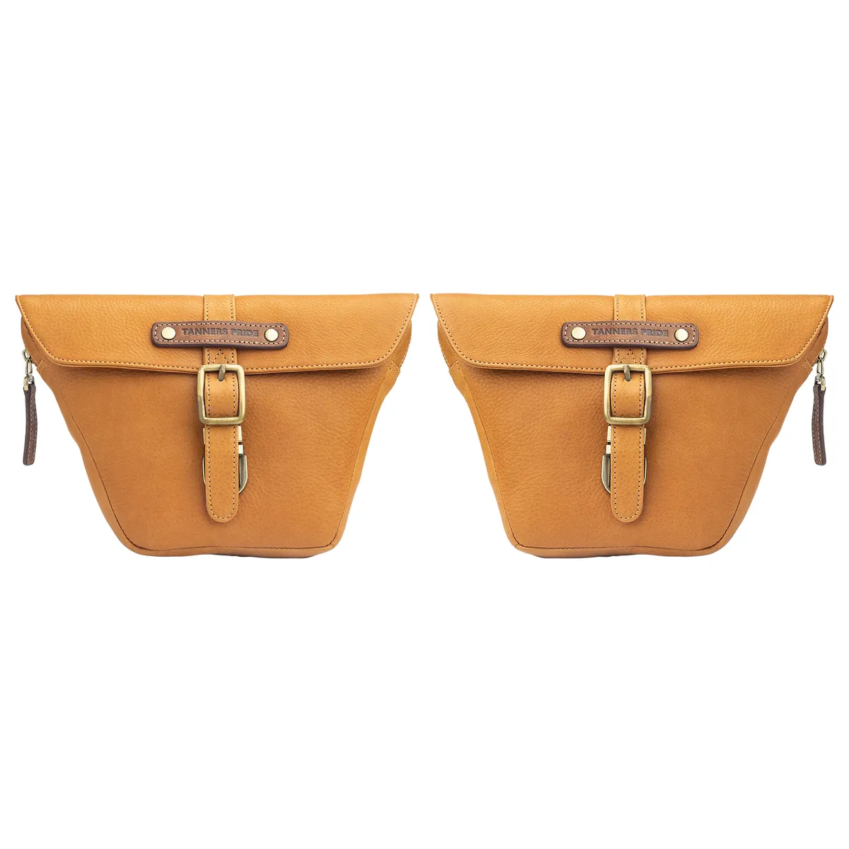 Natural Tan Side Panel Wing Bag - leather motorcycle luggage saddle bag