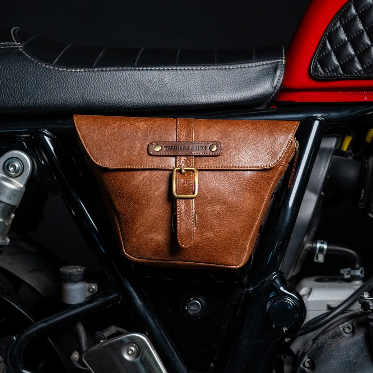 Tobacco Brown Side Panel Wing Bag - leather motorcycle luggage saddle bag