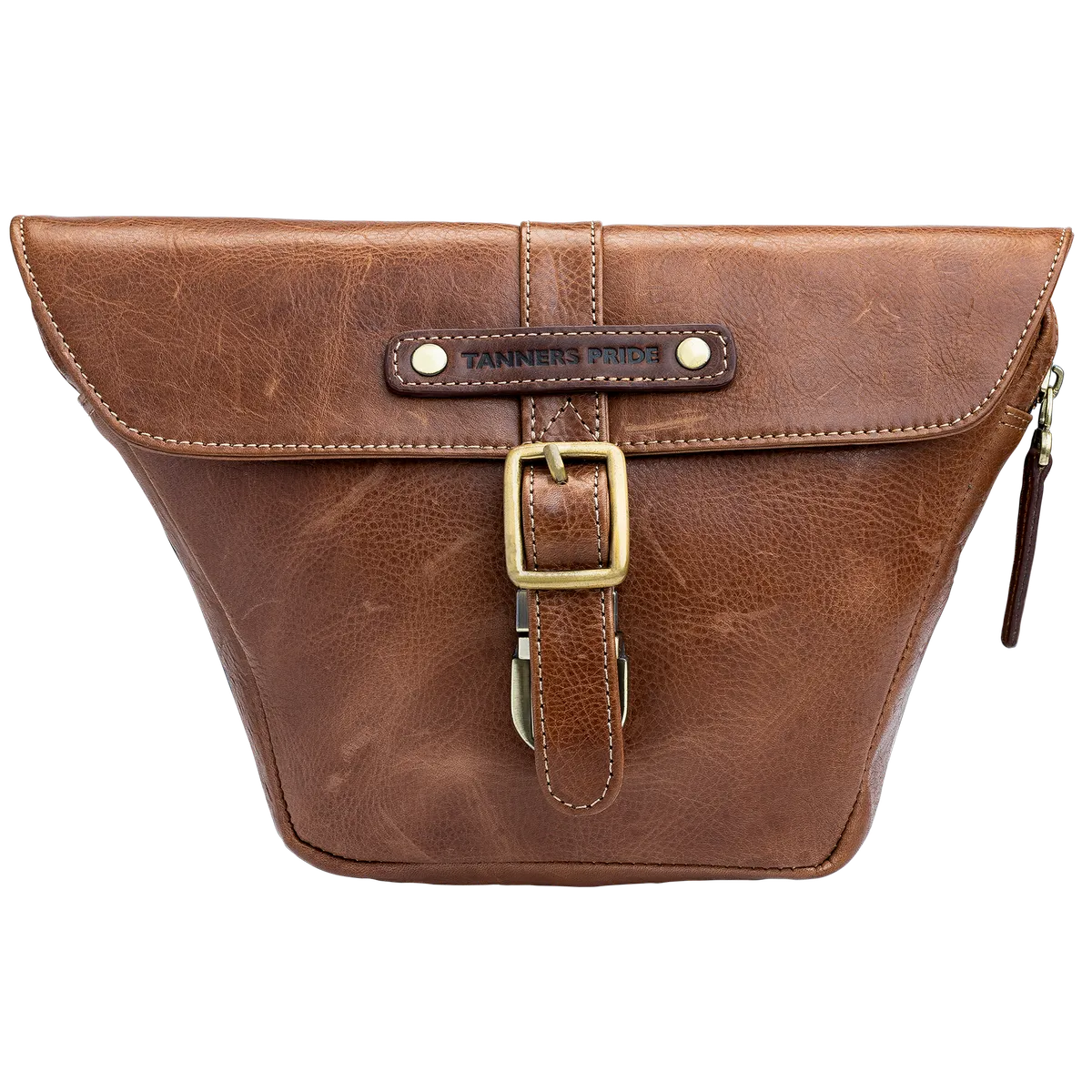 Tobacco Brown Side Panel Wing Bag - leather motorcycle luggage saddle bag