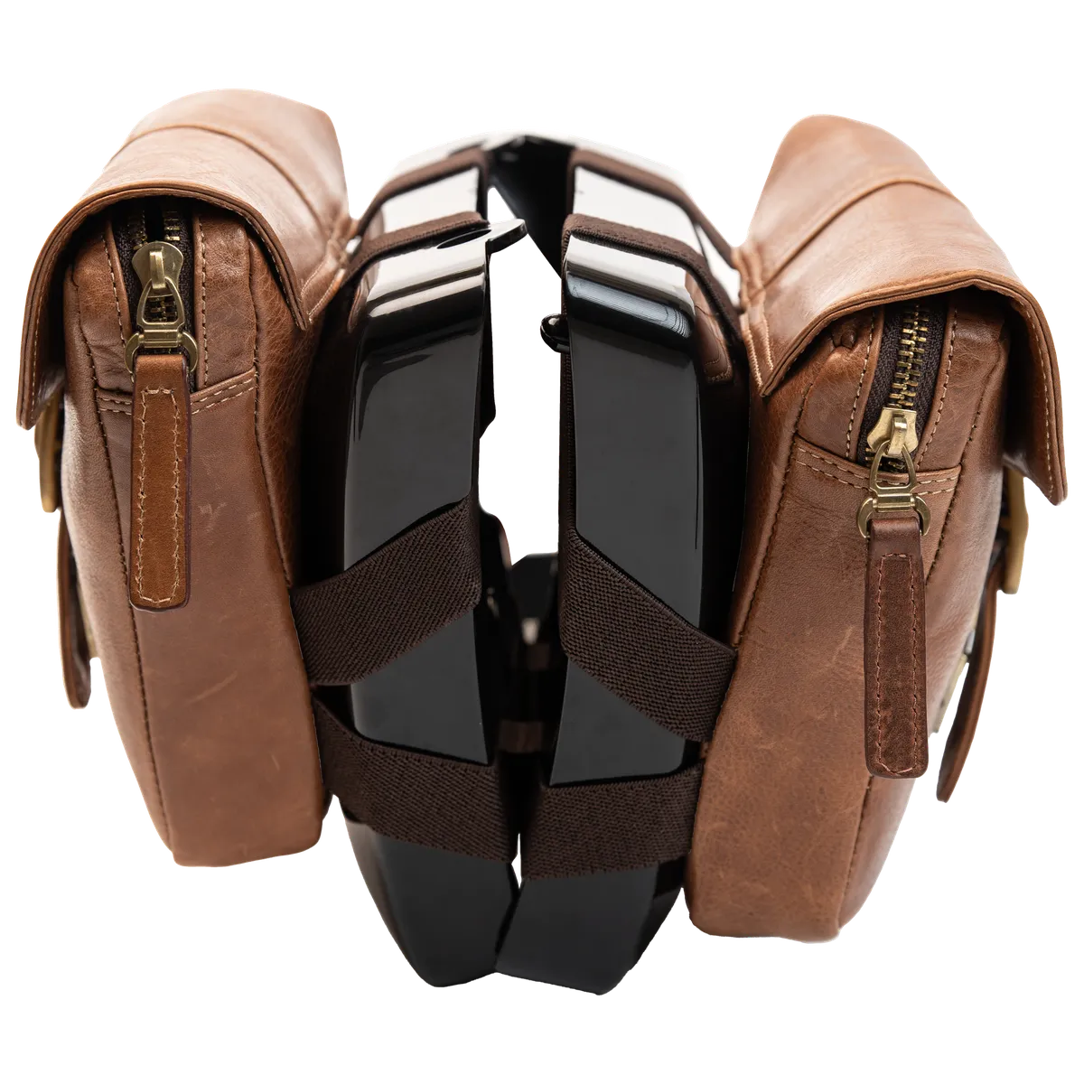 Tobacco Brown Side Panel Wing Bag - leather motorcycle luggage saddle bag